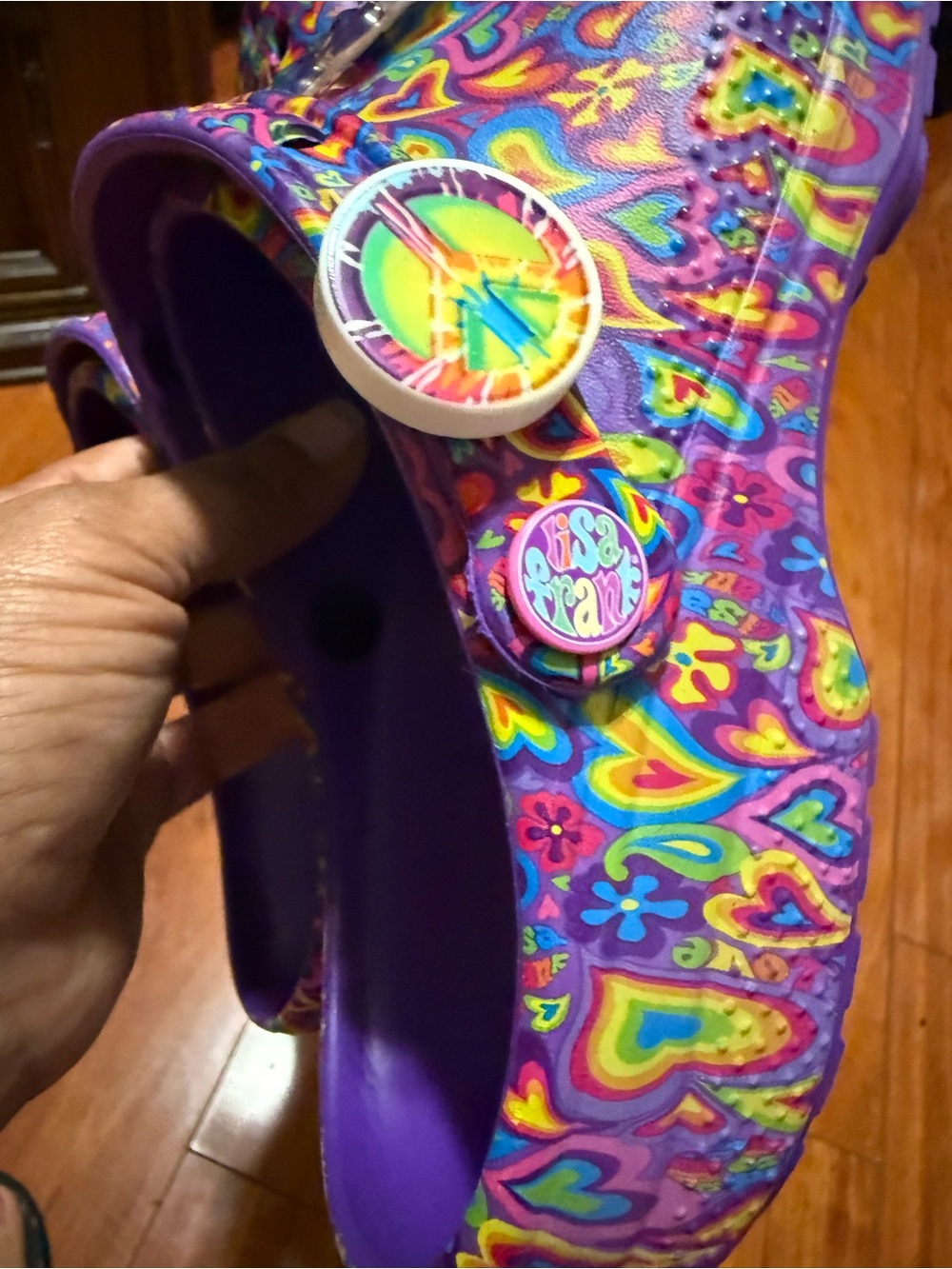 Lisa frank crocs Purple Groove Heart-Print Clog Shoes - Picture 4 of 8